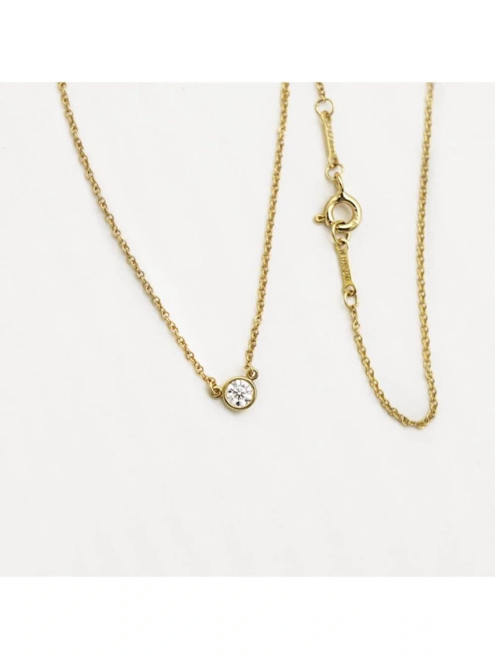 Tiffany & Co. Authentic Diamonds by the Yard Solitaire Necklace 18K Yellow Gold